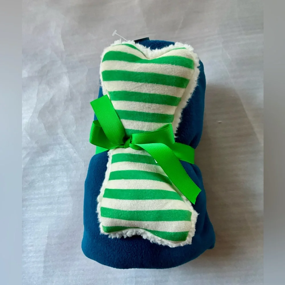 NEW Boots & Barkley Blanket + Plush Bone Dog Toy Gift Set